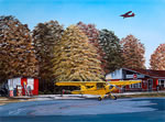 "Golden Times" - Sam Lyons - Piper J-3 Cub & Stinson 108 Aviation Art